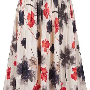 Womens Skirt Leopard Print Midi Long Shirring Pleated Skirts High Waisted A Line